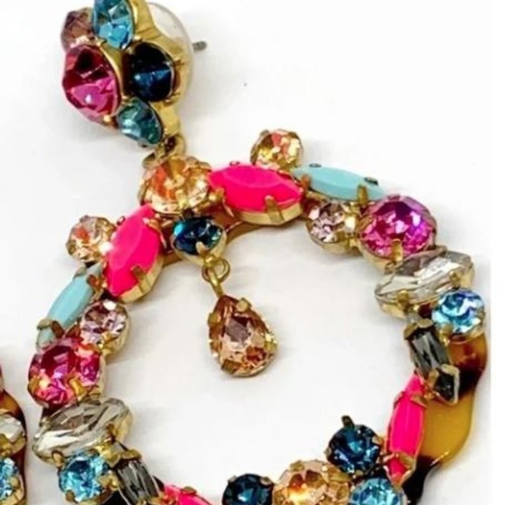 JCrew Statement Earrings - Pink and Blue